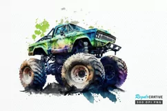 Watercolor Monster Truck PNG Clipart Product Image 1
