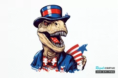 Funny 4th of July T-rex Sublimation PNG Clipart Product Image 1
