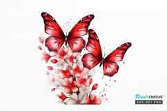 Floral Red Butterfly Couple PNG Clipart Product Image 1