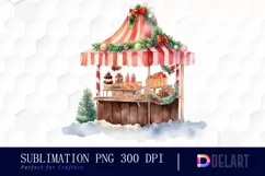 Watercolor Christmas Market Clipart, Sublimation Art Product Image 1