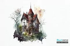 Watercolor Gothic House Clipart PNG Clipart Product Image 1