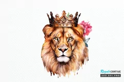 Watercolor King Lion Sublimation PNG Clipart Product Image 1