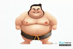 Funny Japanese Sumo Wrestler PNG Clipart Product Image 1