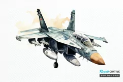 Fighter Aircraft Watercolor PNG Clipart Product Image 1