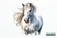 Beautiful White Horse Watercolo PNG Clipart Product Image 1