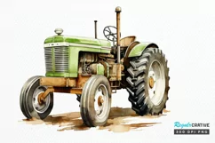Farm Tractor Watercolor Sublimation PNG Clipart Product Image 1