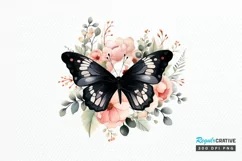 Floral Black Butterfly PNG Clipart Product Image 1