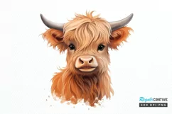 Cute Highland Cow Sublimation PNG Clipart Product Image 1
