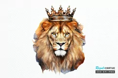 Watercolor King Lion Sublimation PNG Clipart Product Image 1
