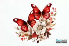 Floral Red Butterfly Couple PNG Clipart Product Image 1