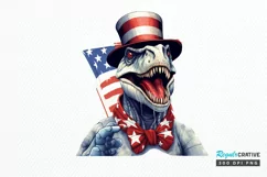Funny 4th of July T-rex Sublimation PNG Clipart Product Image 1