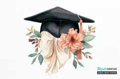 Floral Graduation Caps Sublimation PNG Clipart Product Image 1