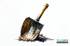 Watercolor Miner Pick Shovel PNG Clipart Product Image 1