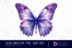 Watercolor Purple Butterfly PNG Clipart Product Image 1