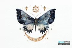 Fairy Night Moth and Moon PNG Clipart Product Image 1