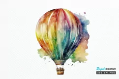 Watercolor Hot Air Balloon PNG Clipart Product Image 1