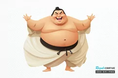 Funny Japanese Sumo Wrestler PNG Clipart Product Image 1