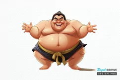 Funny Japanese Sumo Wrestler PNG Clipart Product Image 1