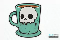Cute And Creepy Mug Halloween Sticker PNG Clipart Product Image 1