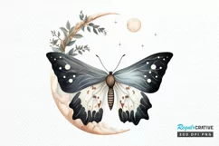 Fairy Night Moth and Moon PNG Clipart Product Image 1