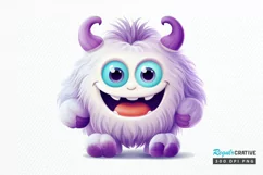 Cute Monster Watercolor Sublimation PNG Clipart Product Image 1