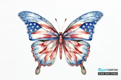 Patriotic American Flag Butterfly PNG Clipart Product Image 1