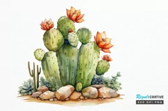 Cactus House Watercolor Sublimation PNG Clipart Product Image 1