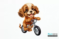Puppy Riding Bike Sublimation PNG Clipart Product Image 1