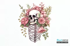 Floral Skeletons Sublimation PNG Clipart Product Image 1