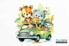 Cute Animal Safari Watercolor PNG Clipart Product Image 1