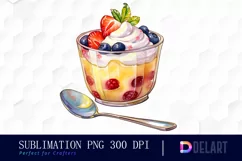 Watercolor Pudding In A Glass Bowl PNG Clipart Product Image 1