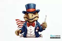 Funny 4th of July T-rex Sublimation PNG Clipart Product Image 1
