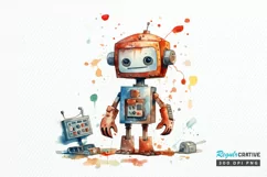 Robot Boy Watercolor Sublimation PNG Clipart Product Image 1