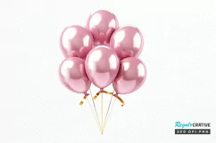 Gold Chrome and Pink Balloons PNG Clipart Product Image 1