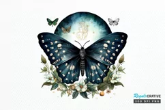 Fairy Night Moth and Moon PNG Clipart Product Image 1
