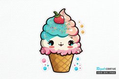 Funny Ice Cream Characters With Glitter PNG Clipart Product Image 1