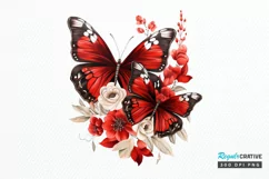 Floral Red Butterfly Couple PNG Clipart Product Image 1
