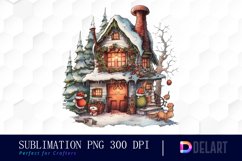 Watercolor Cozy Retro Christmas PNG Clipart Product Image 1