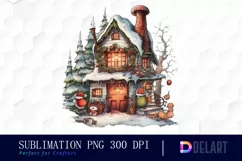 Watercolor Cozy Retro Christmas PNG Clipart Product Image 1