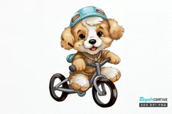 Puppy Riding Bike Sublimation PNG Clipart Product Image 1
