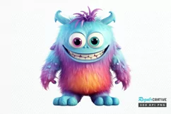 Cute Monster Watercolor Sublimation PNG Clipart Product Image 1