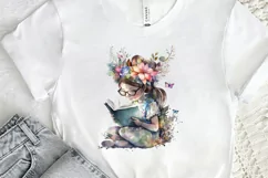 Watercolor Cute Bookworm Fairy PNG Clipart Product Image 2