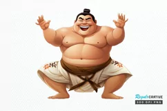Funny Japanese Sumo Wrestler PNG Clipart Product Image 1