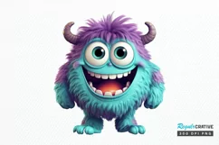 Cute Monster Watercolor Sublimation PNG Clipart Product Image 1
