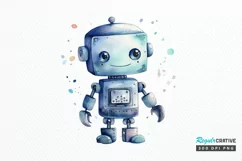 Robot Boy Watercolor Sublimation PNG Clipart Product Image 1