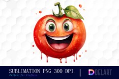 Watercolor Cute Tomato Happy Face Sublimation Art Product Image 1