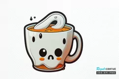 Cute And Creepy Mug Halloween Sticker PNG Clipart Product Image 1
