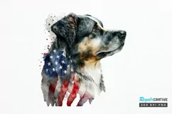 Watercolor Patriotic Dog PNG Clipart Product Image 1