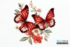 Floral Red Butterfly Couple PNG Clipart Product Image 1