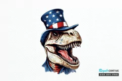 Funny 4th of July T-rex Sublimation PNG Clipart Product Image 1